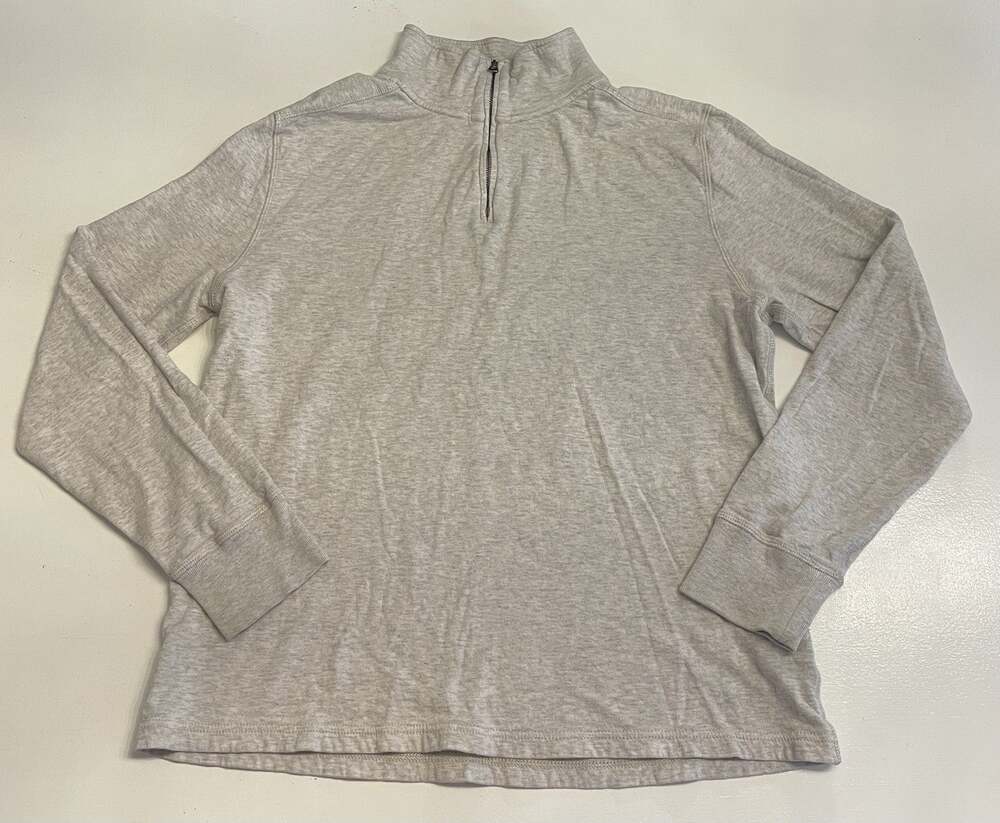 J. Crew Knit Goods Pullover Womens Large Tall 1/4 Zip Gray Long Sleeve Pre-Owned